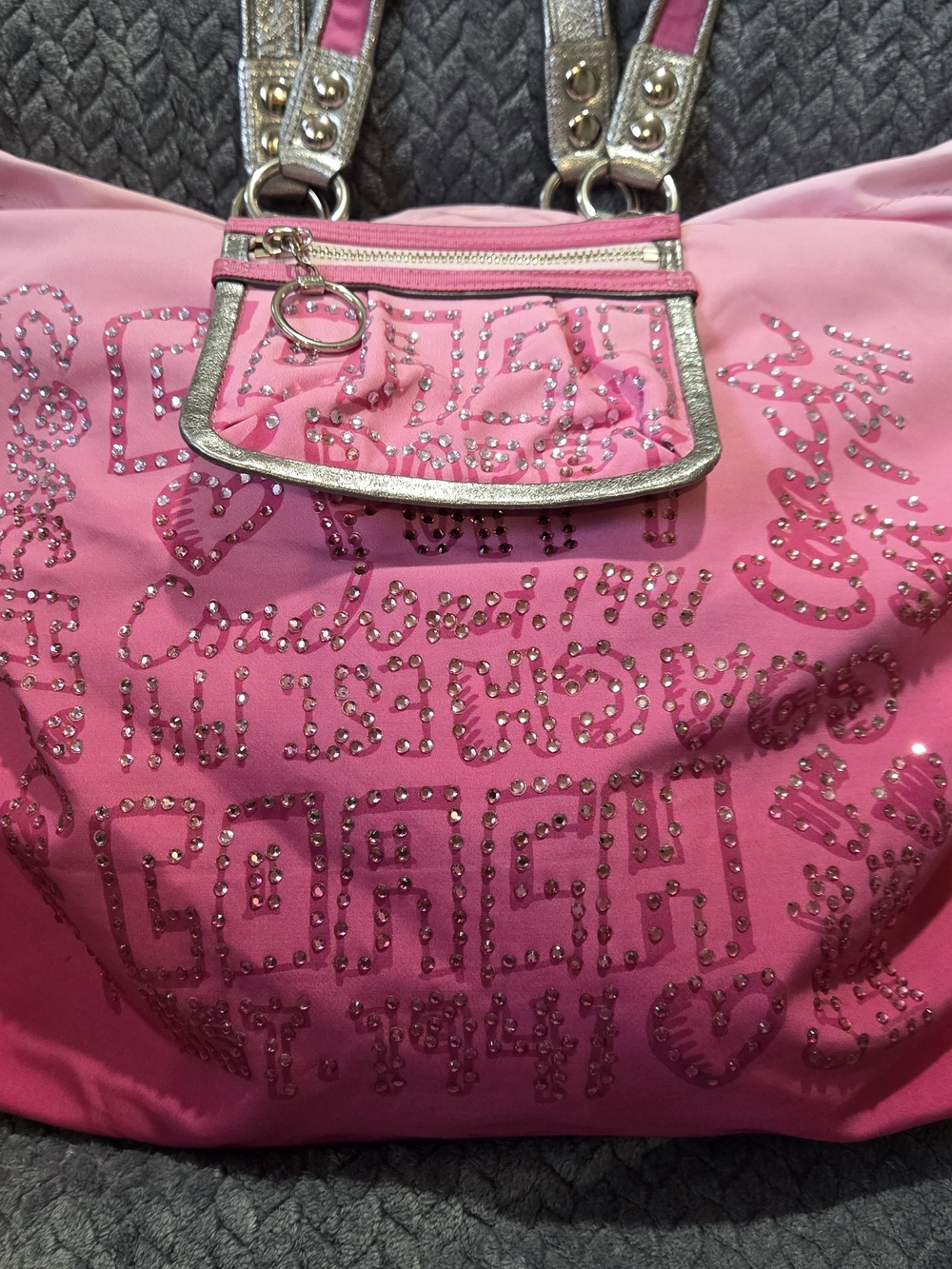 Rare Coach Poppy Pink Ombre Spotlight XL Tote Bag Rhinestone Graffiti 15312 NWOT